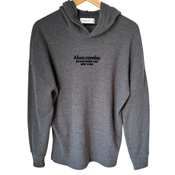 Abercrombie and Fitch Soft A&F Cozy Gray Knit Hoodie Tunic Women’s Size Medium - Picture 1 of 6